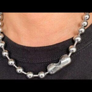 Oversized Chunky  10mm Stainless Steel Ball Bead Choker Necklace